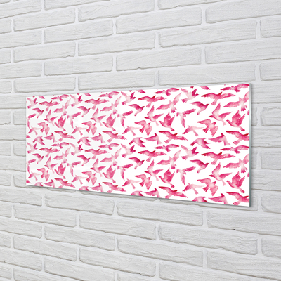 Quadro acrílico pássaros cor de rosa