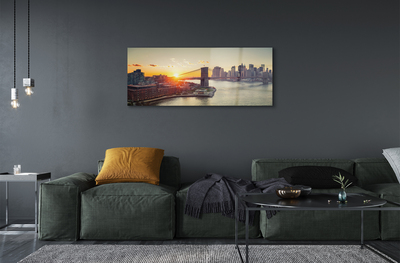 Quadro acrílico Nascer do sol no rio Bridge