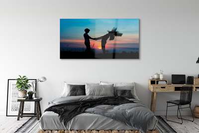 Quadro acrílico Pessoas pôr do sol céu