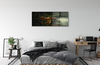 Quadro acrílico Mulher árvore nuvens