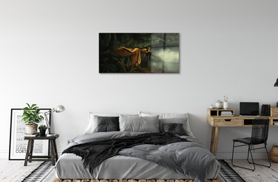 Quadro acrílico Mulher árvore nuvens
