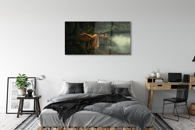 Quadro acrílico Mulher árvore nuvens
