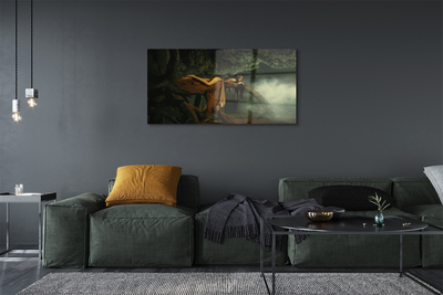 Quadro acrílico Mulher árvore nuvens