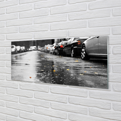 Pintura acrílica Carros folhas de outono estrada