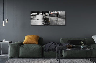 Pintura acrílica Carros folhas de outono estrada