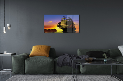 Pintura acrílica Céu, navio, mar