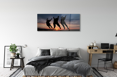 Pintura acrílica Pessoas pôr do sol nuvens