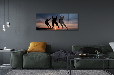 Pintura acrílica Pessoas pôr do sol nuvens