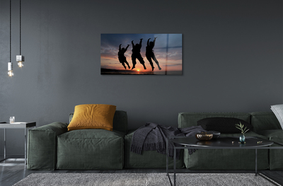 Pintura acrílica Pessoas pôr do sol nuvens