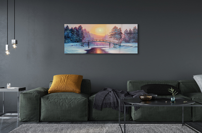 Quadro acrílico Árvores de inverno, neve, nascer do sol