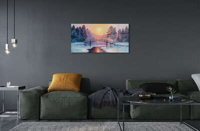 Quadro acrílico Árvores de inverno, neve, nascer do sol