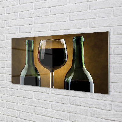 Quadro acrílico Uma taça de 2 garrafas de vinho