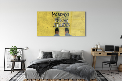 Quadro acrílico Inscrição de fundo amarelo com pernas