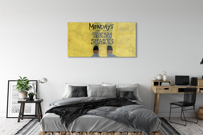 Quadro acrílico Inscrição de fundo amarelo com pernas