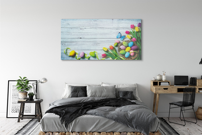 Quadro acrílico Ovos tulipas borboleta