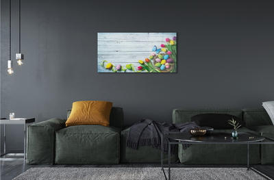 Quadro acrílico Ovos tulipas borboleta