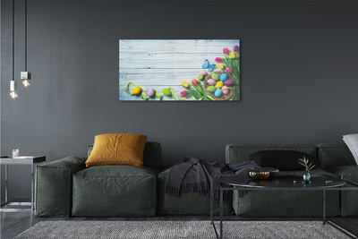 Quadro acrílico Ovos tulipas borboleta