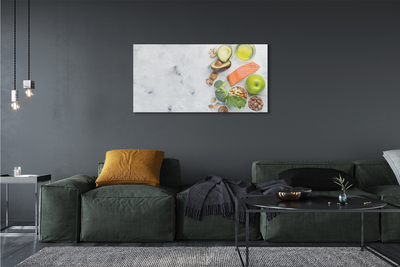 Quadro acrílico Salmão, azeite, maçã, nozes