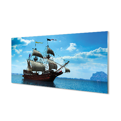 Quadro acrílico Navio céu nuvens mar