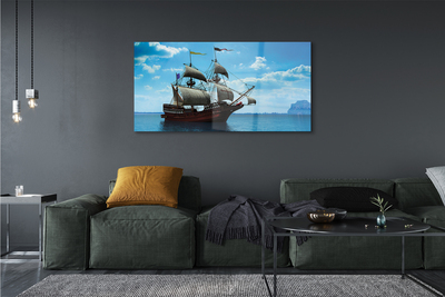 Quadro acrílico Navio céu nuvens mar