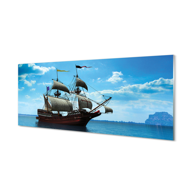 Quadro acrílico Navio céu nuvens mar