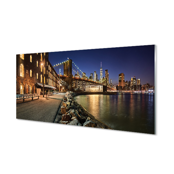 Pintura acrílica Arranha-céus do rio noturno