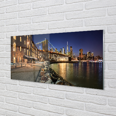 Pintura acrílica Arranha-céus do rio noturno