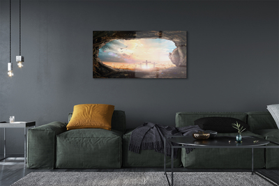 Pintura acrílica Caverna cruza pássaros