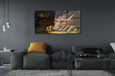 Quadro acrílico Garota da floresta com cabeça de dragão