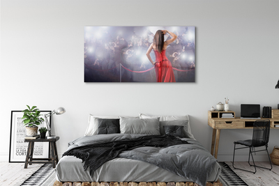 Pintura acrílica Mulher vestido vermelho pessoas