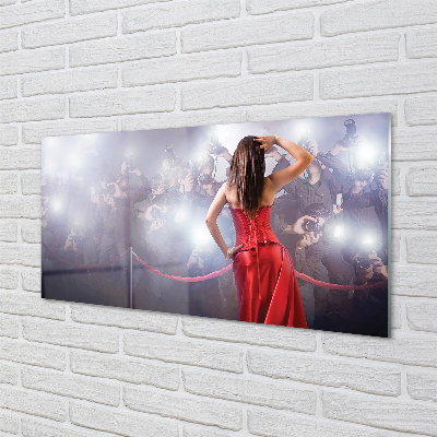 Pintura acrílica Mulher vestido vermelho pessoas