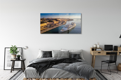 Quadro acrílico Navio mar cidade céu