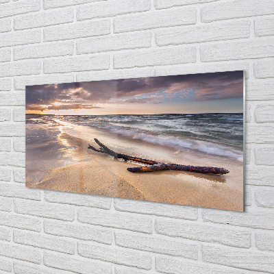 Quadro acrílico Praia de Gdansk, pôr do sol no mar