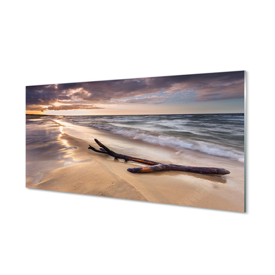 Quadro acrílico Praia de Gdansk, pôr do sol no mar