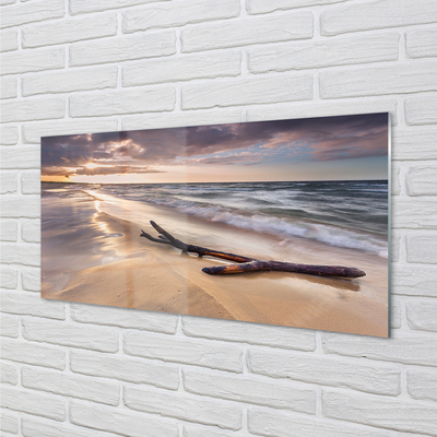 Quadro acrílico Praia de Gdansk, pôr do sol no mar