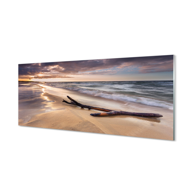 Quadro acrílico Praia de Gdansk, pôr do sol no mar