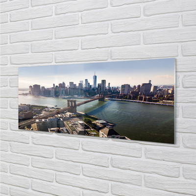 Quadro acrílico Panorama dos arranha-céus da ponte