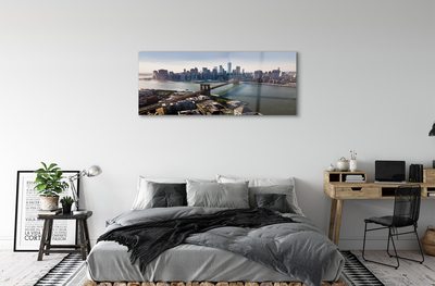 Quadro acrílico Panorama dos arranha-céus da ponte