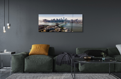 Quadro acrílico Panorama dos arranha-céus da ponte