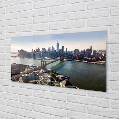 Quadro acrílico Panorama dos arranha-céus da ponte