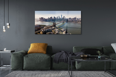 Quadro acrílico Panorama dos arranha-céus da ponte