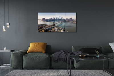 Quadro acrílico Panorama dos arranha-céus da ponte