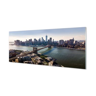 Quadro acrílico Panorama dos arranha-céus da ponte