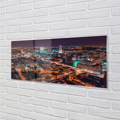 Pintura acrílica Panorama noturno da cidade de Varsóvia
