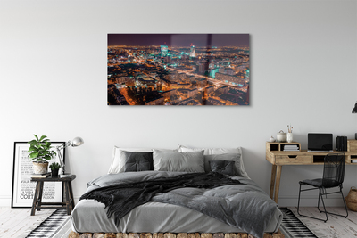 Pintura acrílica Panorama noturno da cidade de Varsóvia