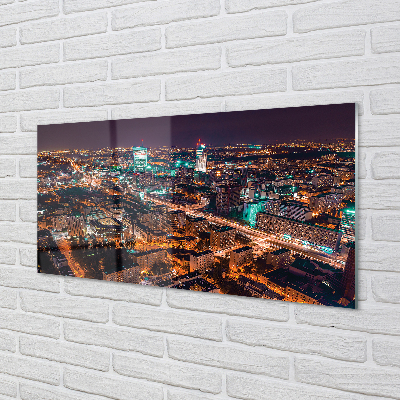 Pintura acrílica Panorama noturno da cidade de Varsóvia