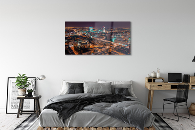 Pintura acrílica Panorama noturno da cidade de Varsóvia