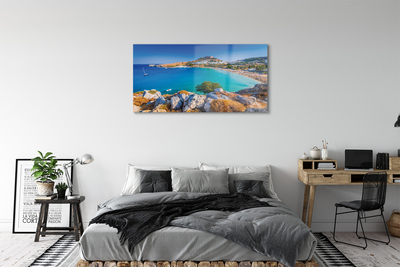Pintura acrílica Panorama da praia da costa da Grécia