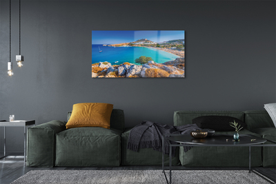 Pintura acrílica Panorama da praia da costa da Grécia
