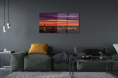 Quadro acrílico Panorama noturno de Cracóvia